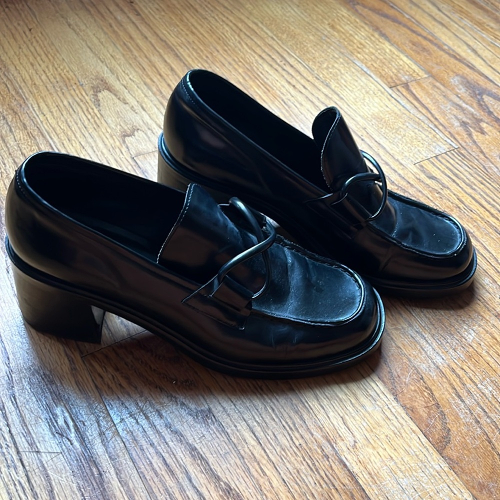 Franco Sarto black block heel loafer